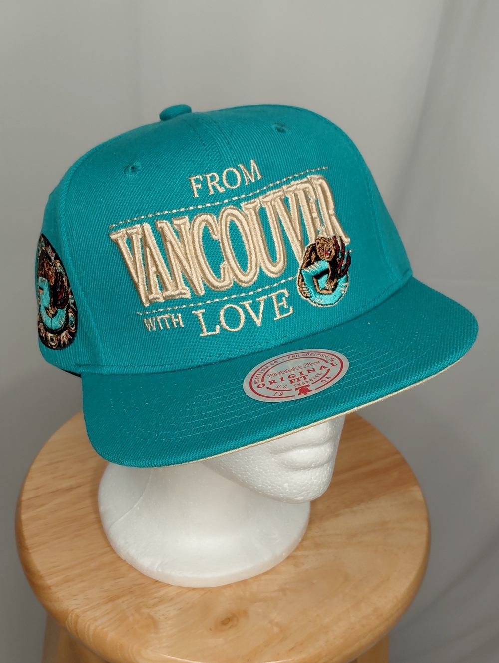 Mitchell & Ness Teal Snapback Hat with Beige Undervisor